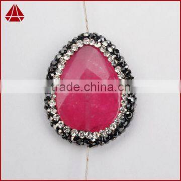 Peachblow Jade Faceted Beads Inlaid Zircon Paved Beads, Zircon Jewelry Wholesale With CZ Paved Cap photo-2