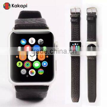 Kakapi Single Buckle Genuine Leather Watch Band Wrist Strap With Watchband Converter For 38MM Apple Watch MT-3909