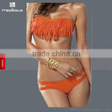 2014 romantic sexy women nude tassels open bikini beach wear