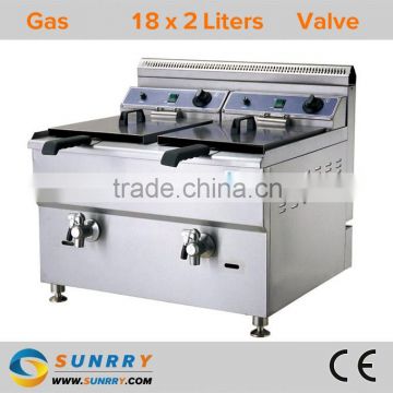 Counter top gas catering fryers with tap for frying snacks as nuts and banana chips (SY-TF218G SUNRRY)