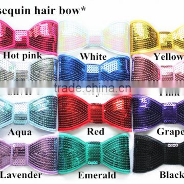 Unique 12cm big sequin hair bowknot hair decoration,girly hair bow headband