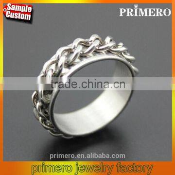 Wholesale Silver Tone Stainless Steel Chain Rings Rotating Spinner Men Gift