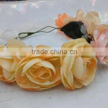 Women Girls Artificial Flower Headband Tiara Crowns Garland Wedding Bride for Girls photo-3