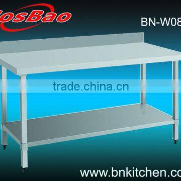 Kitchen equipment stainless steel work bench with under shelf & backsplash