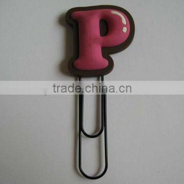 3d soft pvc custom logo metal paper clip with letters