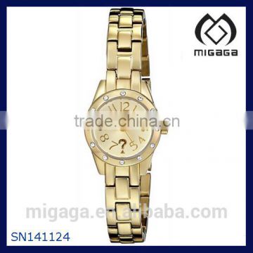 24 hour time display Women's Gold-Tone Watch with Genuine Crystal Accents & Self-Adjustable Bracelet