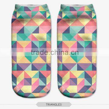 Fashion Diamonds Foot Wear High Quality 3d Digital Full Print Colorful Ankle Socks Sports Unisex Custom Hot Sale Stretch Spandex photo-2