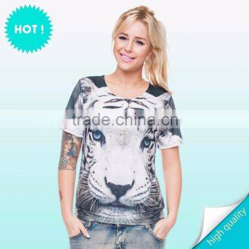 10 pcs to buy hot sale ready stock 2015 top selling wholesale white tiger print t-shirt for fashion women wear