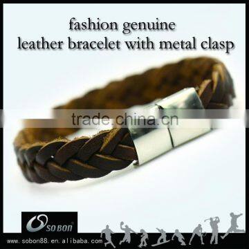 Women girl mens black brown retrobraided leather bracelet