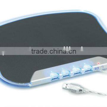 Led light mouse pad with usb hub