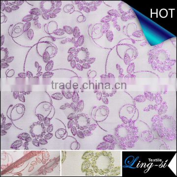 Polyester Tulle Metallic Printed Fabric for Decoration and Dress DSN 347