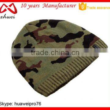 Army winter beanie hat custom green camo beanie cap