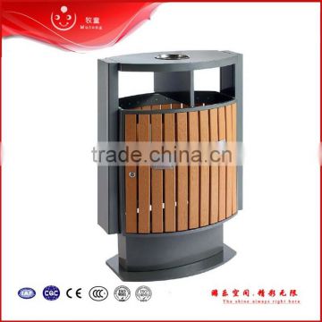 outdoor garden round wood trash can dustbin