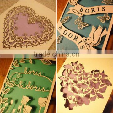 NEW 2012 Paper cutting laser card,laser cutting service,paper laser cutting invitation cards for wedding, greeting, christmas