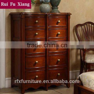 American classic wood drawer cabinet with carving for bedroom, wood chest of drawers H-217