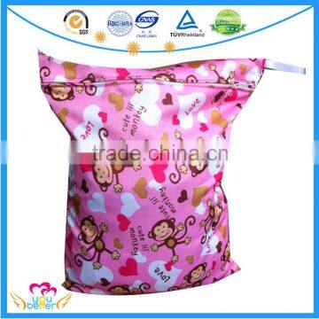 Monkey Printed Wet Bags Reusable Waterproof Diaper Bags