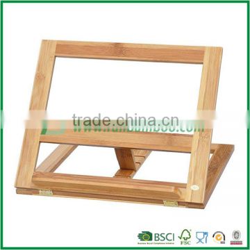 Folding bamboo book reading rack adjustable bamboo magazine shelf