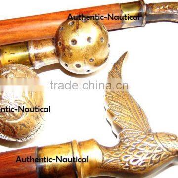 NAUTICAL ANTIQUE BRASS DIFFERENT DESIGN WALKING CANES-DECORATIVE WALKING CANES-BEAUTIFUL WALKING CANES Wk1178 photo-3