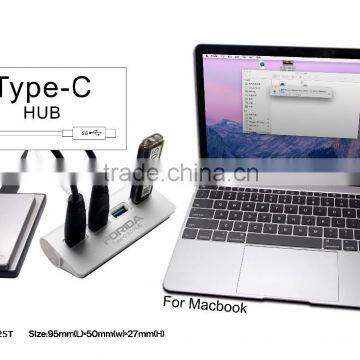 Forida MAC Style Type C Hub Aluminium Hub USB3.0 Hub With LED Light