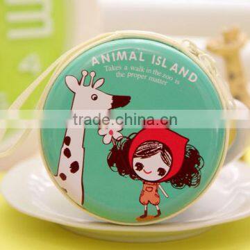 Hot sale pula girl printing tin coin round purse China supplier