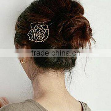 Acylic Big Flower Sweet Girl Lady Barrettes Hair Black Clips Headwear Accessories for Women