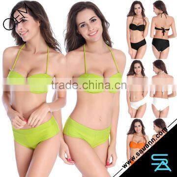 Reversible Bandeau Strappy Bikini Two Pieces Swimwear