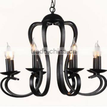 Small black chandelier with metal bends