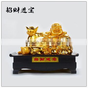 24k golden color chinese big fengshui buddha statue , good luck buddha statue