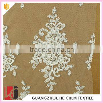 HC-5693-1 Hechun Sew Bling Crystal Beaded Austrian Bridal Lace Fabric for Evening Gown photo-3