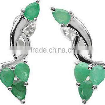 2.40ctw Genuine Emerald Pears .925 Sterling Silver Stud Earrings