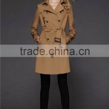 women Luxury bead trench coat, new fashion lady's beaded autumn coats Europe ,turkish women coats