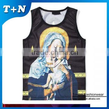 oem sublimation digital printed custom gym and workout stringer tank top