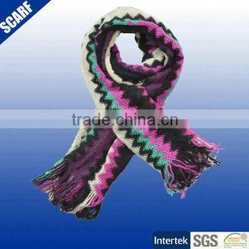 fashion short winter jaquard knitted scarf for women hot sale