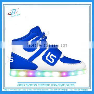 HIGH TOP kids LED flat shoe, recharging kids LED sport shoe, wholesale kids LED flat shoe