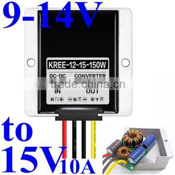 WaterProof DC/DC 12V (9-14V) to 15V 10A 150W Step-Up Power Converter Regulator Anti-shock for LED Solar Panel etc