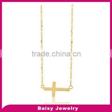 Cheap price factory stainless steel Sideways Necklace cheap gold cross pendant