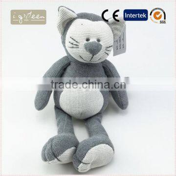 I-Green Toy Series-Fashional Style Promotional Knit Stuffed Cotton Cat Knitted Cat