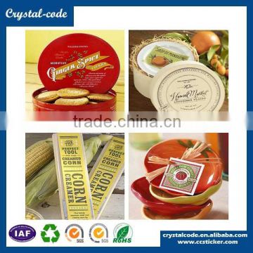 Plastic vinyl self adhesive food sticker