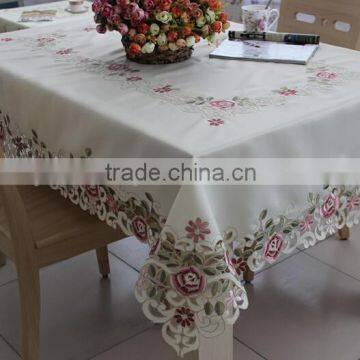 2015 embroidery table cloth factory, 100% polyester table cloth
