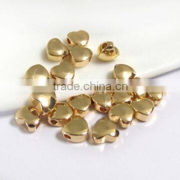 High quality bulk brass spacer beads 24K gold plated metal beads for DIY jewellery wholesale heart beads