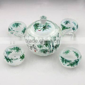 2015 Wholesale Watercolor Crystal Teaport With Cup, Crystal Tea Set for Home Decoration photo-2