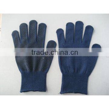 Blue color one side pvc dotted cotton glove