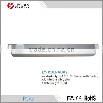 LY-PDU-AU02 Austrial type1.5U 8 ways Aluminium alloy shell PDU with switch