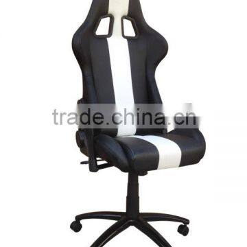 Black And White Adjustable Racing Seat Office Chair With Metal Frame