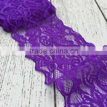 New designs in 8cm width lace elastic headband by yard, lace elastic tie wholesale fold over elastic