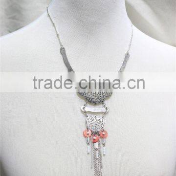 Anti-silver Folk w/ White Seedbead Coral ShellStatement Necklace Satellite Chain Necklace 2016 Fashion Style Wholesale