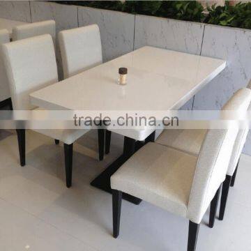 High Glossy Artificial Stone Restaurant Dining Table and Chairs,soid Surface Coffee Table,KFC Table photo-3