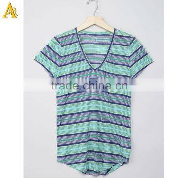 High Quality Women T Shirts 100% cotton T shirt women costom stripe t shirt