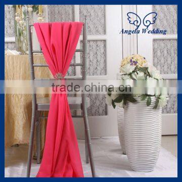 SH003C Wholesale cheap fancy wedding hot pink chiffon chair sash with brooch