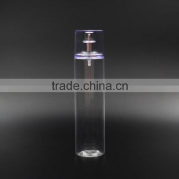 150ml round PET cosmetic bottle for 20mm crimp sprayer pump and AS overcap used for toner or cream